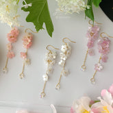 Cherry blossom earrings, Pink flower Earrings, Floral Earrings, Wedding Earrings, Bridal earrings, Fairy earrings, Japanese Sakura Earrings